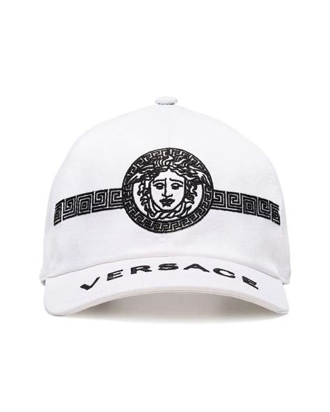 versace men's medusa logo leather show cap white white|versace hats brown label.